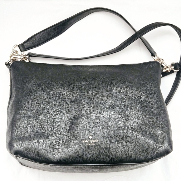 Kate Spade Black 100% Pebbled Leather Messenger 2 Way Shoulder Bag - Picture 8 of 16